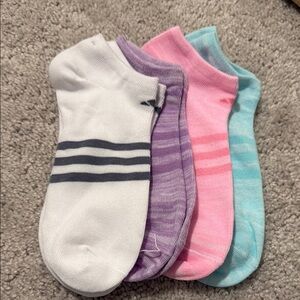 White and Purple Casual Ankle Socks Soft Cotton Blend